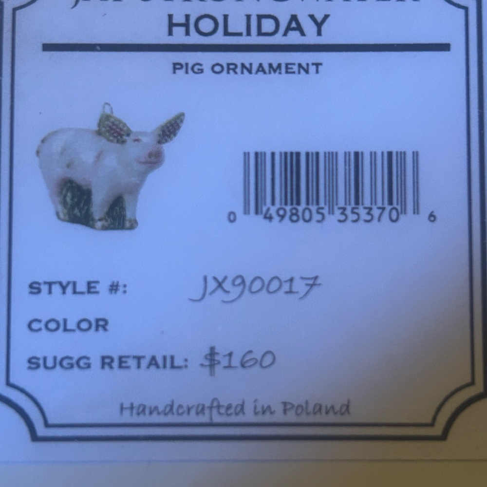 Jay Strongwater pig ornament